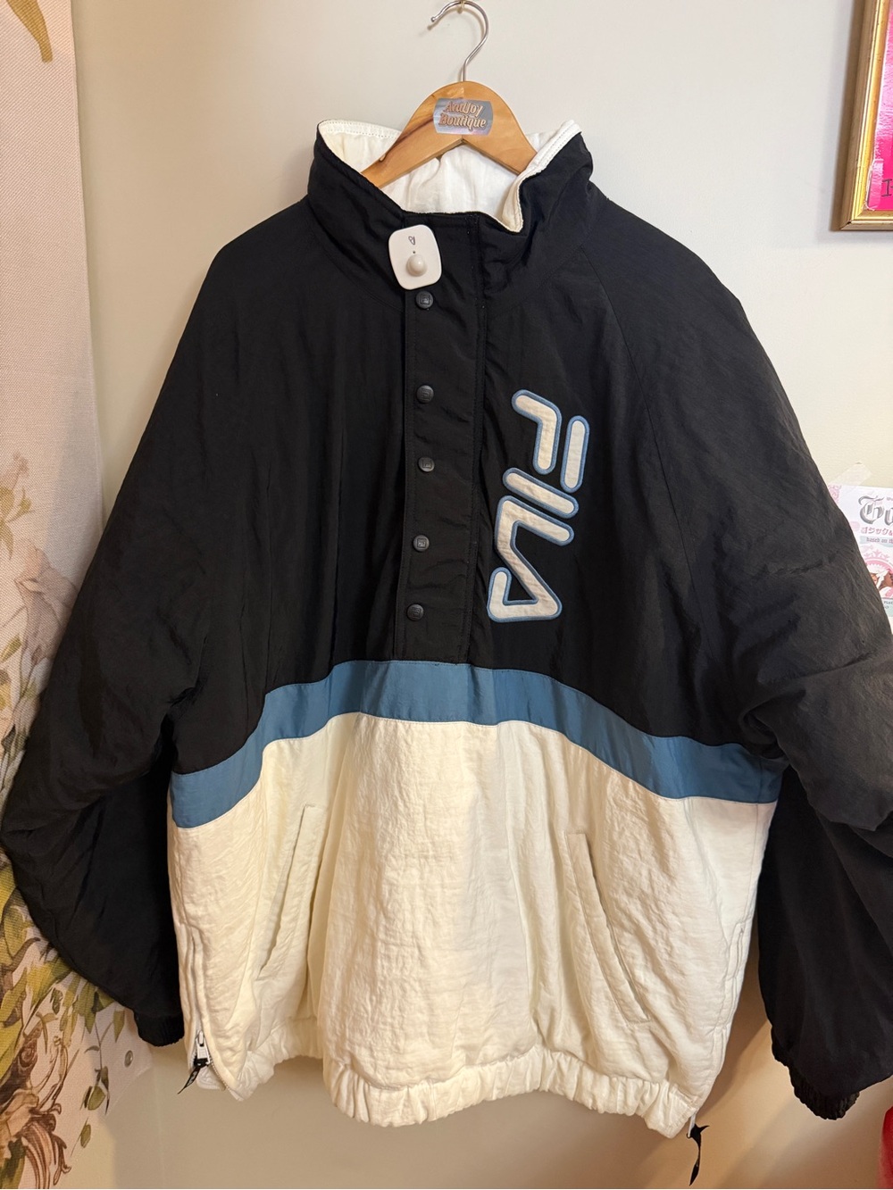 FILA Black, White & Blue Colorblock Pullover
